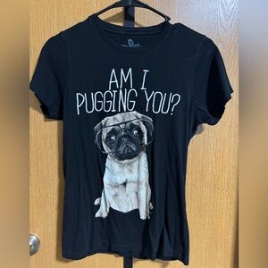 Pug Graphic Dog T-Shirt - Black